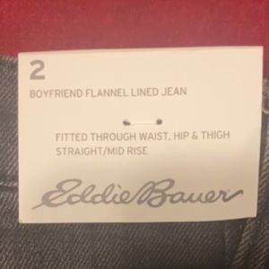 Eddie Bauer size 2 boyfriend mid ride flannel straight jeans.